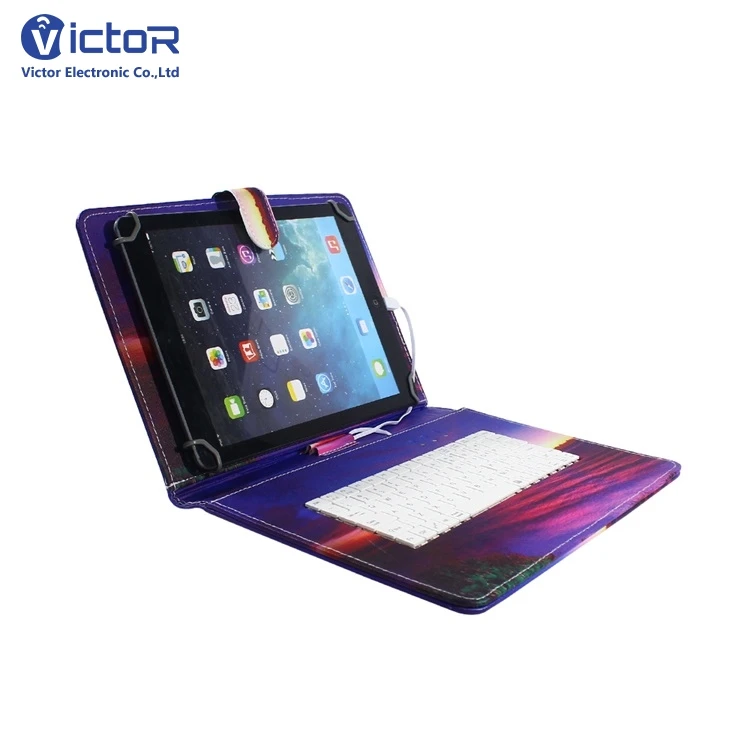 Universal Keyboard Leather Case 10 Inch Kickstand Tablet Case With