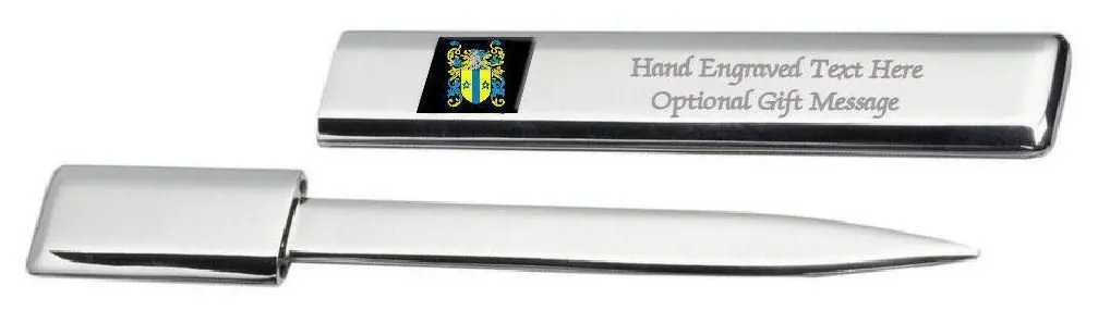 Fetherstonhaugh Family Crest Surname Coat Arms Heraldry Engraved Letter Opener