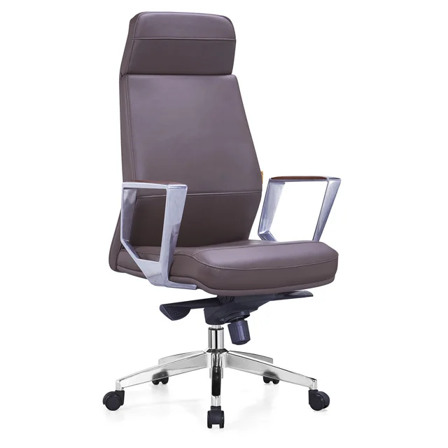 Wholesale Ergonomic Manager Chair With Luxury Brown  Leather Seat
