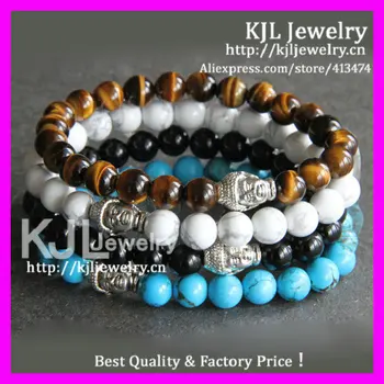 Men S Beaded Buddha Bracelet Turquoise Howlite Onyx Tiger Eye Stone Men S Beaded Buddha Bracelet Turquoise Howlite Onyx Tiger Eye Stone Head Yoga