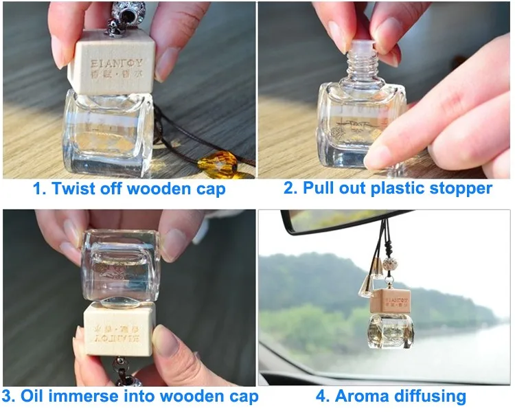 Mini Size Clear Pink Heart Shaped Hanging Car Perfume Bottles Air