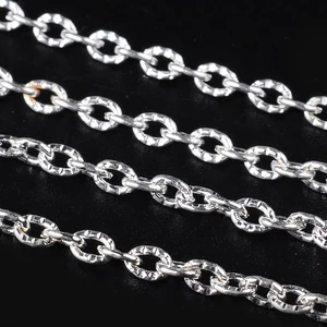 PandaHall Iron Textured Cable Chains with Spool Base Metal Chain Silver Chain Jewelry Making Supplies 3x2x0.6mm 100m/roll