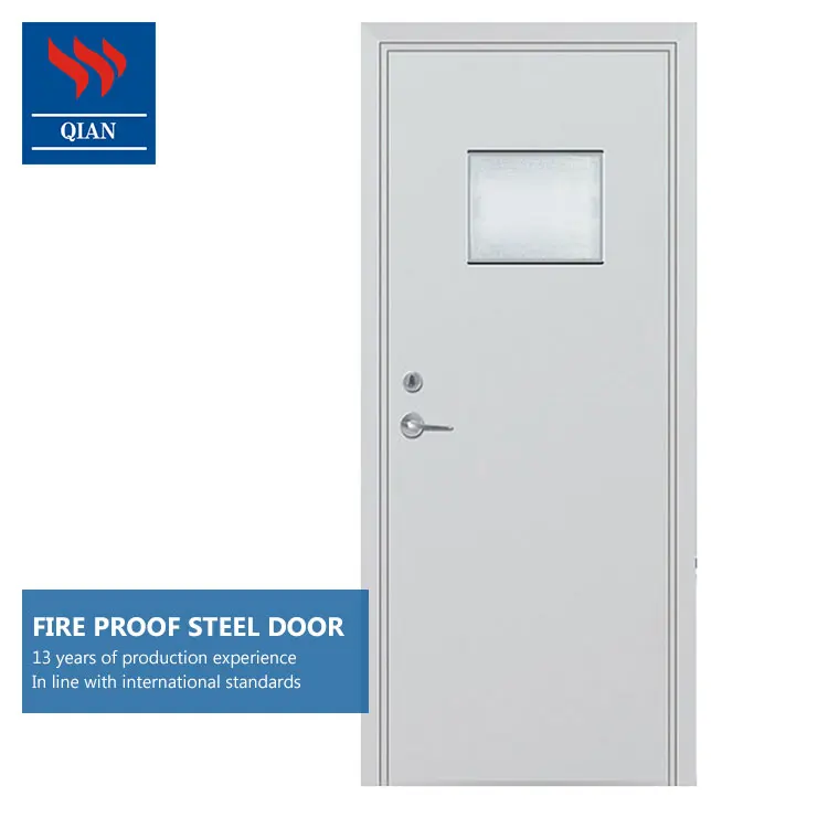 2 Hours Fire Rated Security Steel Fireproof Exit Doors With Glass