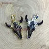 PM8678 New Design Dark Resin Skull Cattle African Pendant Jewelry Gold Silver Finish Resin Animal Charm In 25*22 mm