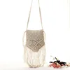 cheap price handmade shoulder crochet bag tassel braided cotton rope beach messenger bag