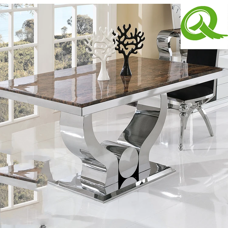 Wholesale Event Furniture Stainless Steel Base Marble Dining Table Buy Stainless Steel Marble