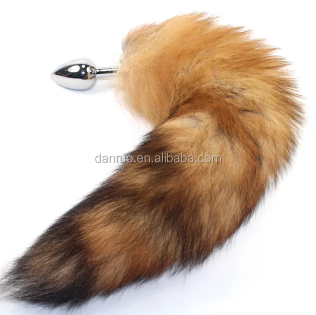 free shipping metal fox tail anal plug stainless steel silver