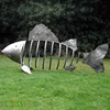 Abstract stainless steel fish sculpture outdoor