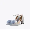 wholesale manufacturer low price women block heels fur evening dress shoes