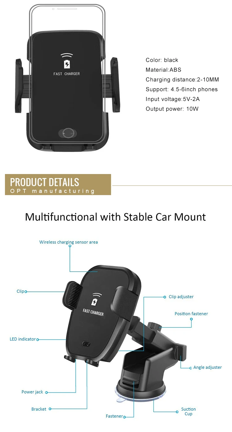 Multifunction Universal Portable Fast Qi Wireless Car Charger