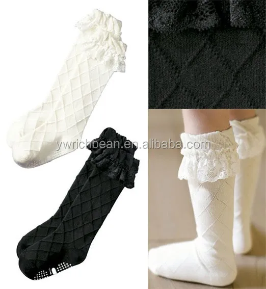 girls knee length white socks