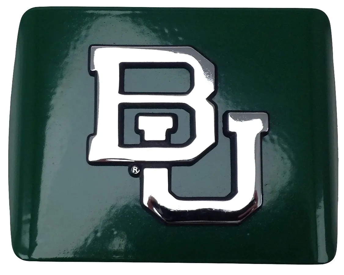 Baylor University Bears Green with Gold BU Emblem Metal Trailer Hitch Cover Fits 2 Inch Auto Car Truck Receiver with NCAA College Sports Logo