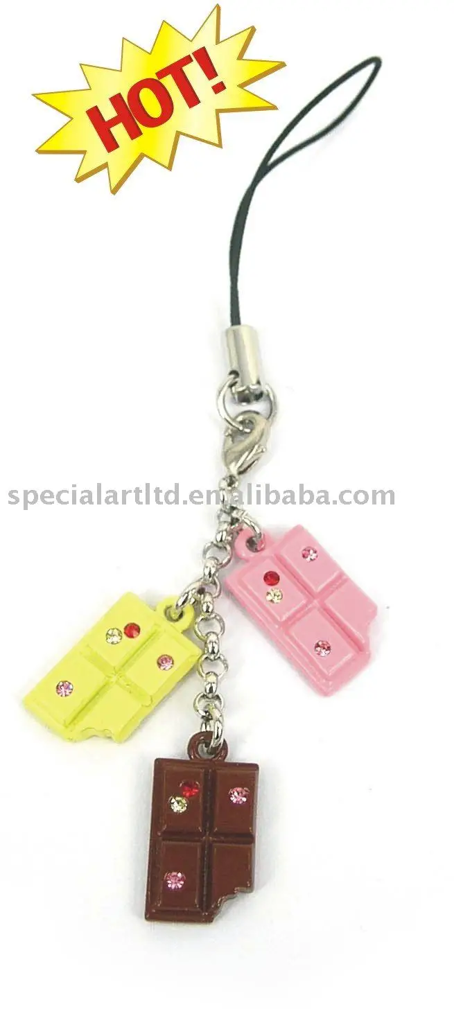 Hotsale chocolate mobile phone straps for phone , perfect for your cell phone or camera