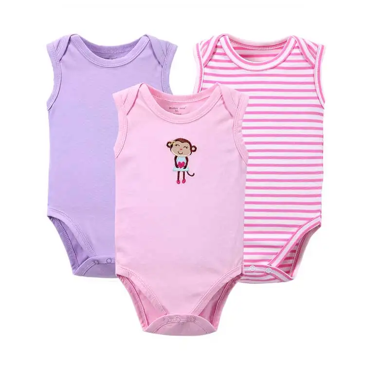 3 Pcs Baby Set Little Girls Summer Baby Sleeveless Bodysuit - Buy Baby ...