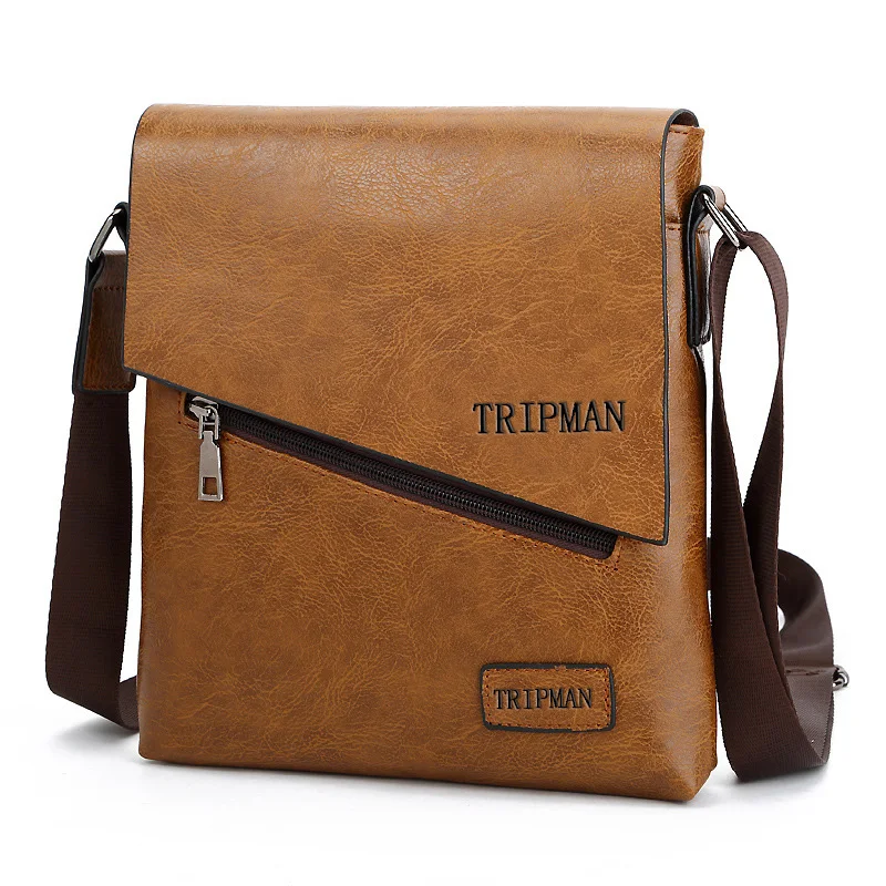 TRIPAMN Fashion Men's Messenger Bags PU Leather Business Casual Cheap Sling Cross-body Shoulder Bags