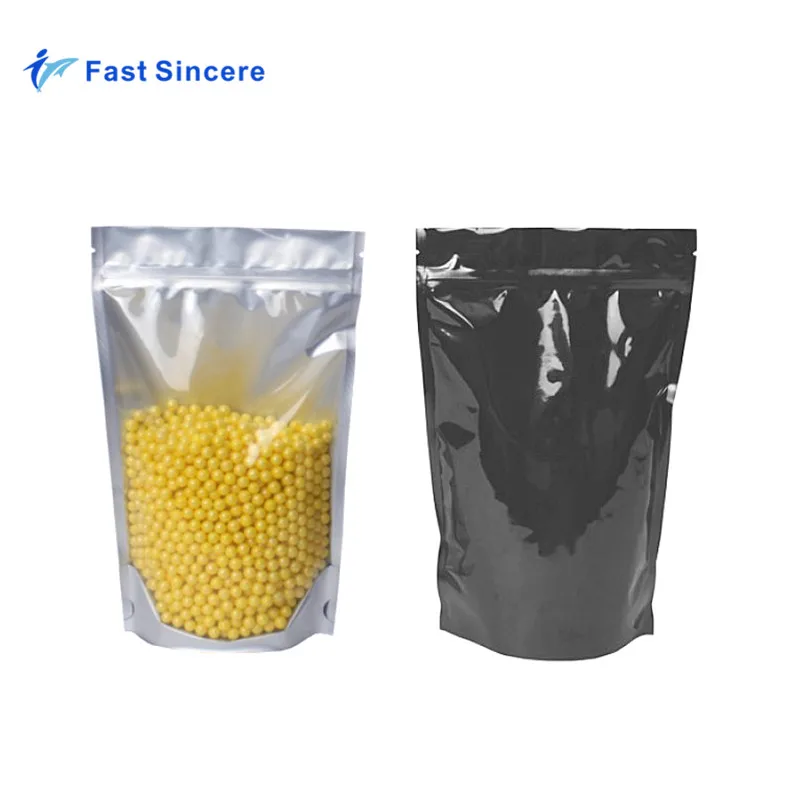 Cookies Package Black Plastic Resealable Mylar Air Tight Ziplock Bags