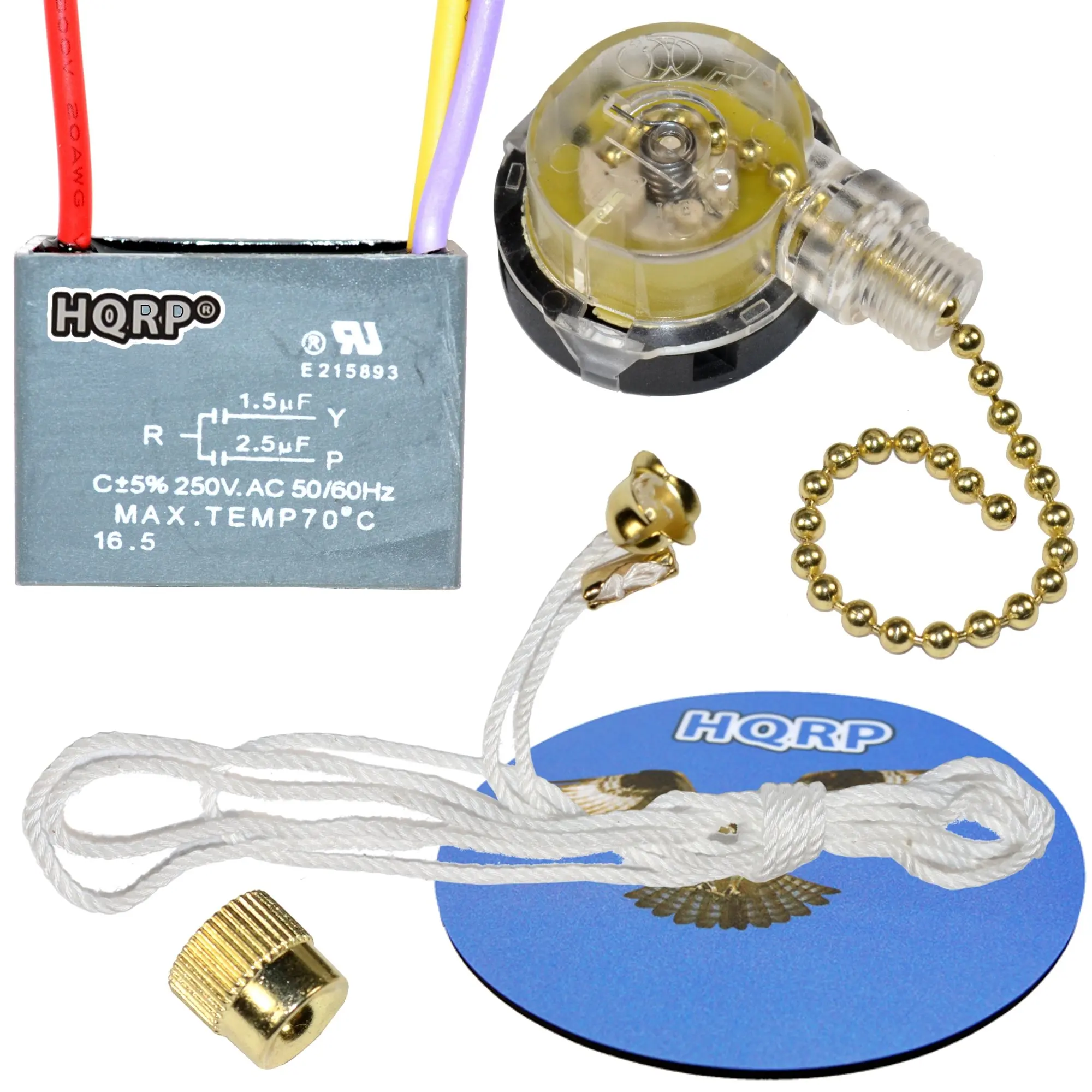 Ceiling Fans Accessories Hqrp 5 Wire Capacitor For Hampton Bay