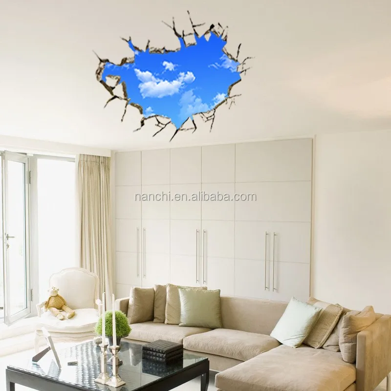High Quality Modern Luxury Creative 3d Wallpaper Bedroom Living Room Ceiling Painting Roofs White Clouds In Blue Sky Wallpaper Buy White Clouds In