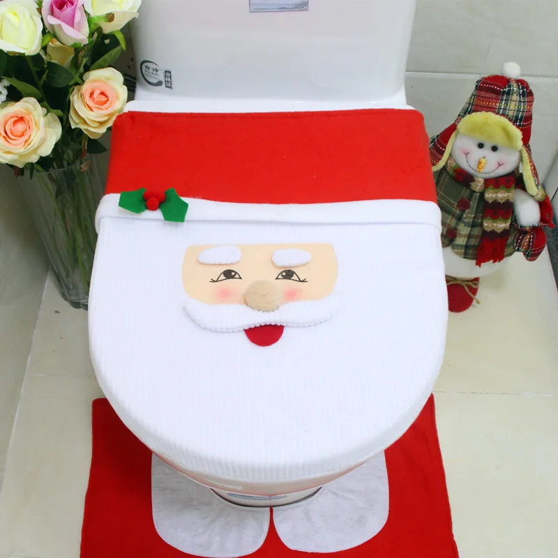 Nueva Navidad Navidad de Baño de Cubierta de asiento de inodoro Santa Claus Red Blanco Casa DE