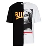 Black And White Spliced Oversized T-Shirt
