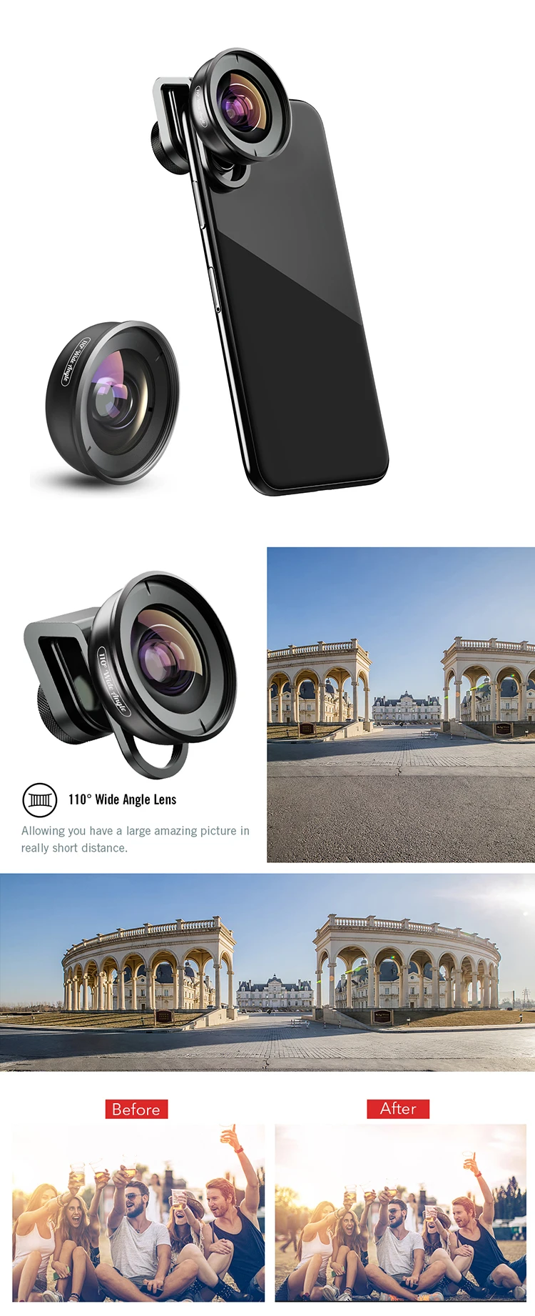 Free Shipping! Apexel Premium Smartphone Lenses Deluxe Hd Fisheye Wide Angle Macro Telephoto 5