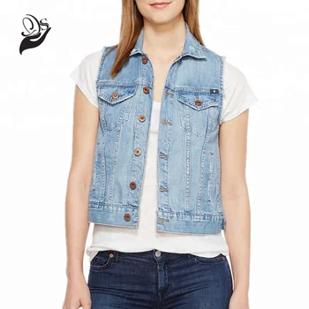 100% Cotton Crop Denim Trucker Vest - Buy Chaleco De Mezclilla Para Mujer, Chaleco De Mezclilla Para Mujer,Ropa De Exterior De Mezclilla Lavada Para  Mujer Product on Alibaba.com