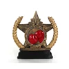 Ring side red resin gold plated boxing trophy