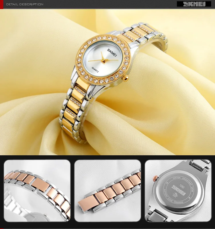 Skmei New Epoch Design Jewels Women Watch Rose Gold Crystal Quartz Lady ...