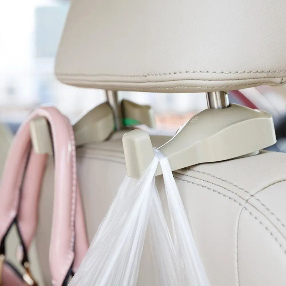 Car Vehicle Back Seat Hidden Hook,2 PCS Universal Car Vehicle Back Seat Headrest Hanger Holder Hook for Shopping Bag Purse Cloth Coat Grocery Handbags Grocery Bag (tan)
