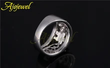 Ajojewel brand 18k white gold plated cute black cz 5 petal flower antique jewelry ring for