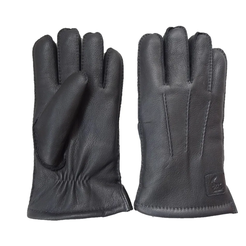 Classic Hand Sewing Stitching Deerskin Fur Lined Leather Gloves For Men