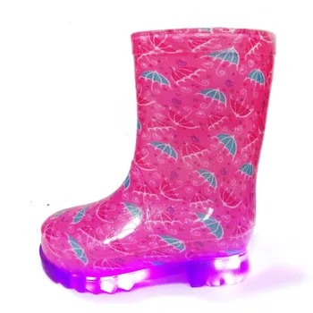 Led Light Kids Pvc Rain Boots 