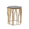 Modern cheap stainless steel frame side table marble tip coffee table