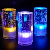 Battery operated color changing led lights aluminium metal base crystal bubble led table lamp