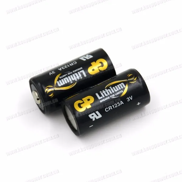 GP 2/3A size non-rechargeable Lithium battery CR123A 1500mAh 3.0V