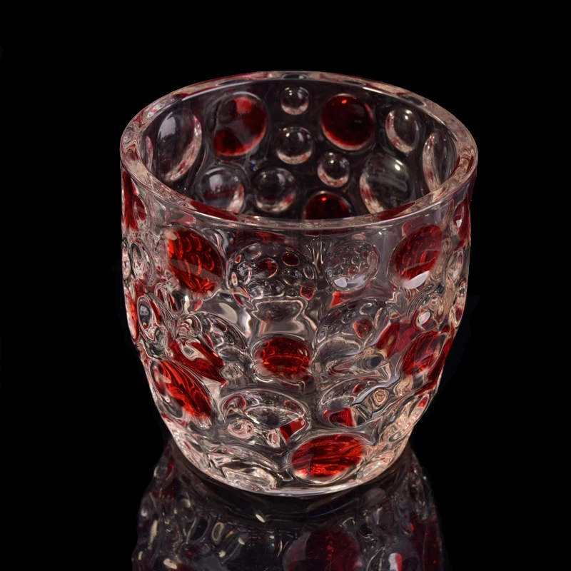 Wholesales red dotted glass candle jars home decoration