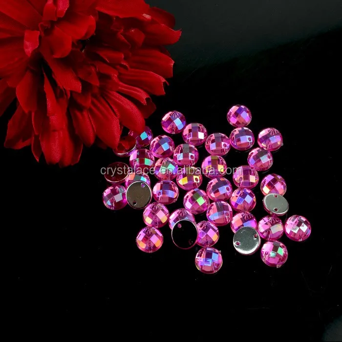 Light Rose Sew On Acrylic rhinestones Flat Back Rhinestone with 2 holes On Sale