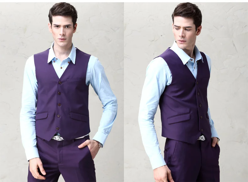 Hot! Three Pieces Purple Suit. Men's Slim Fit Woolen Suit. (b092306 ...