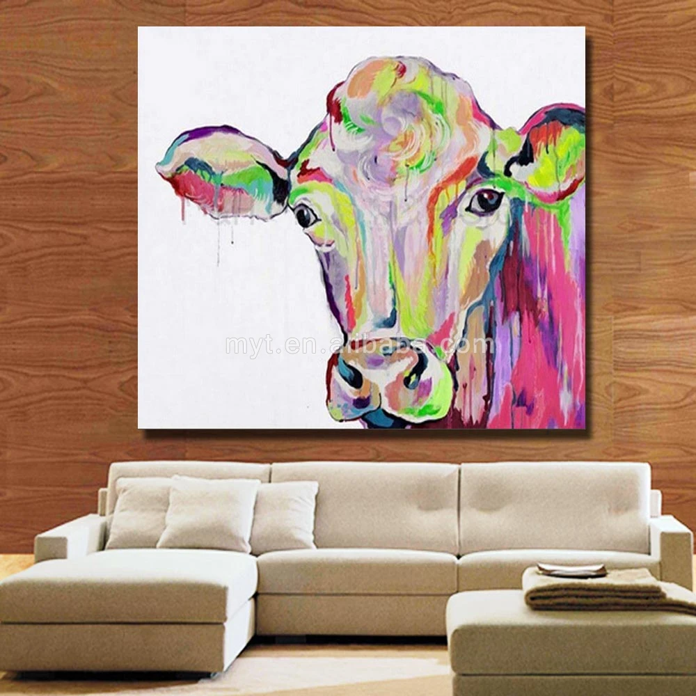 Koe dier muur foto voor woonkamer hand tekening moderne abstracte ...
