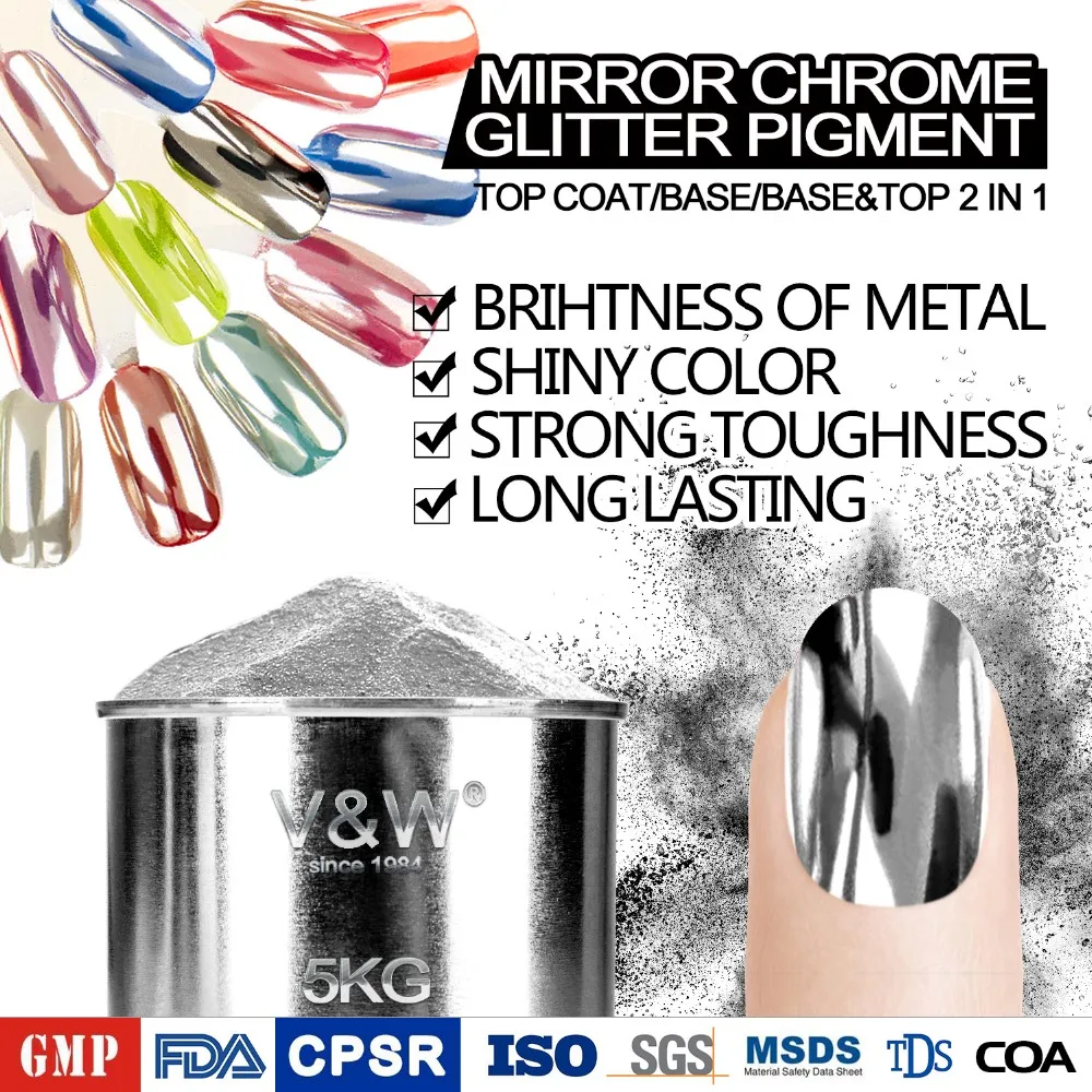 Mirror chrome metallic mirror powder high quality gel nail polish