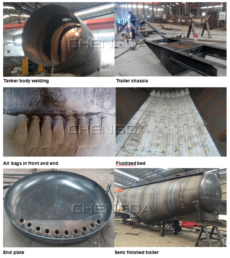 2 axis 3 axles 12 wheels 45cbm dry powder bulk cement trailer