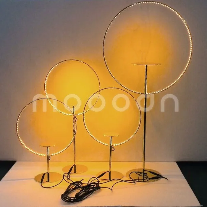 Decorative showcase Counter Gold ring production showing LED Floor light for display props