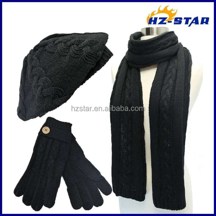 mustard hat scarf and gloves set