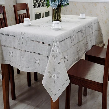 New Design Knitted Embroidery 100% Linen Fabric Imported Tablecloths 