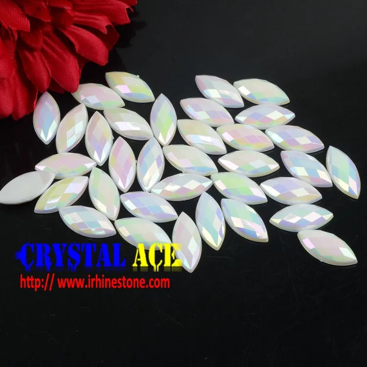 Wholesale Milk White AB Acrylic Rhinestone Crystal Beads for Garment