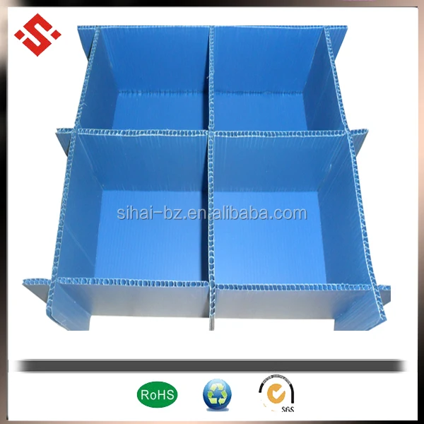 Corrugated plastic turnover box with partition and dividers for electronic parts
