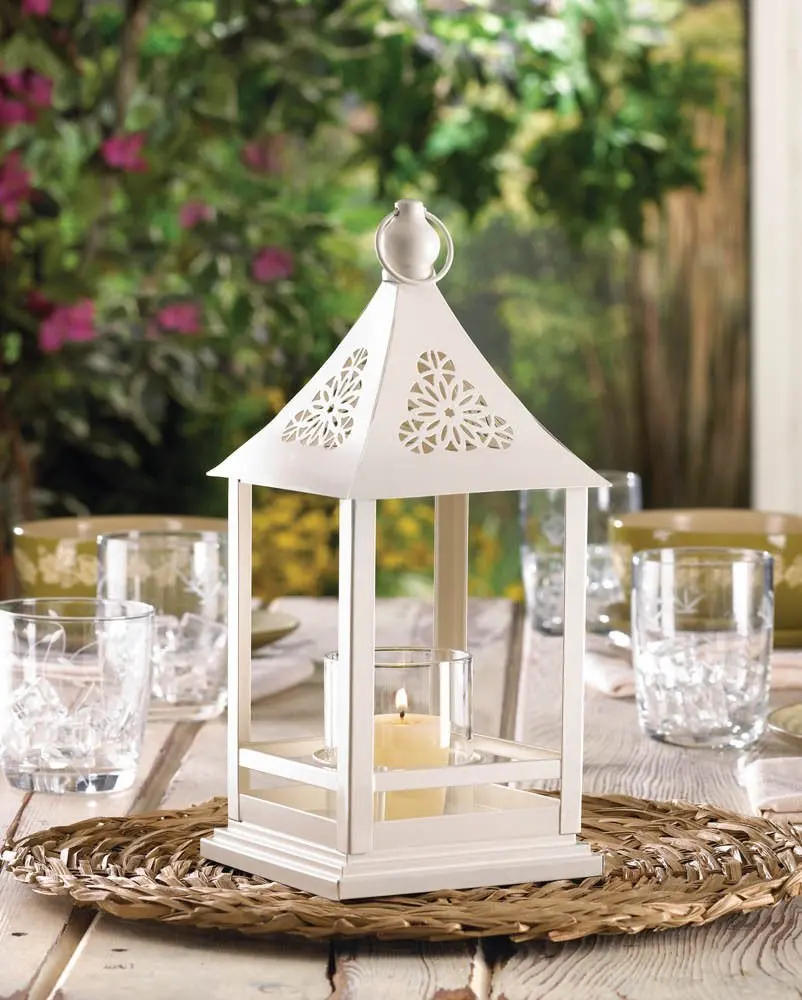 white lantern wedding centerpieces