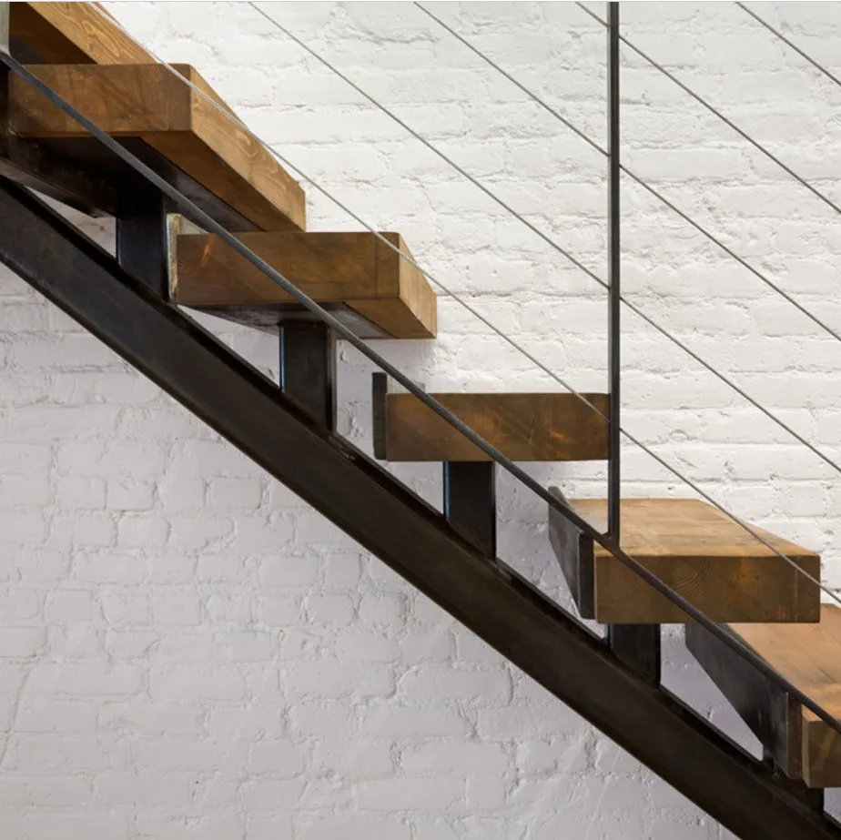 De Hierro Forjado Stringer Escaleras Interiores De Madera Maciza