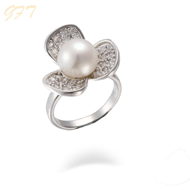 pearl silver ring