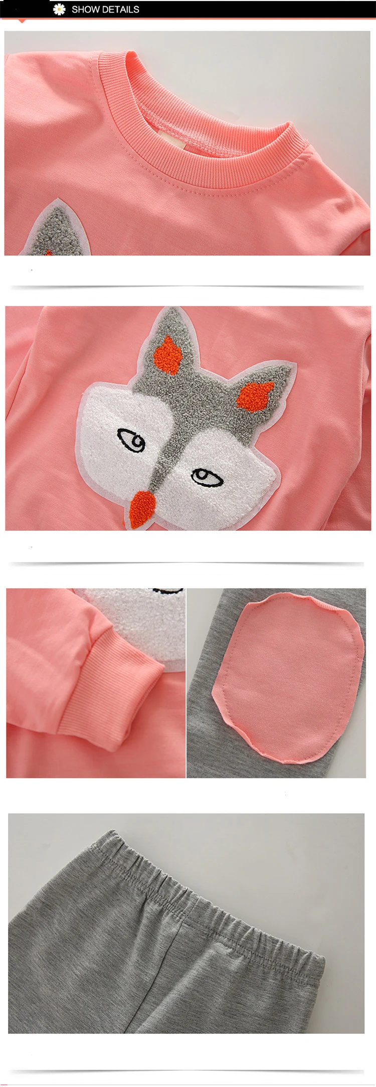 2018 Sell like hot cakes fox  girls clothes kids set